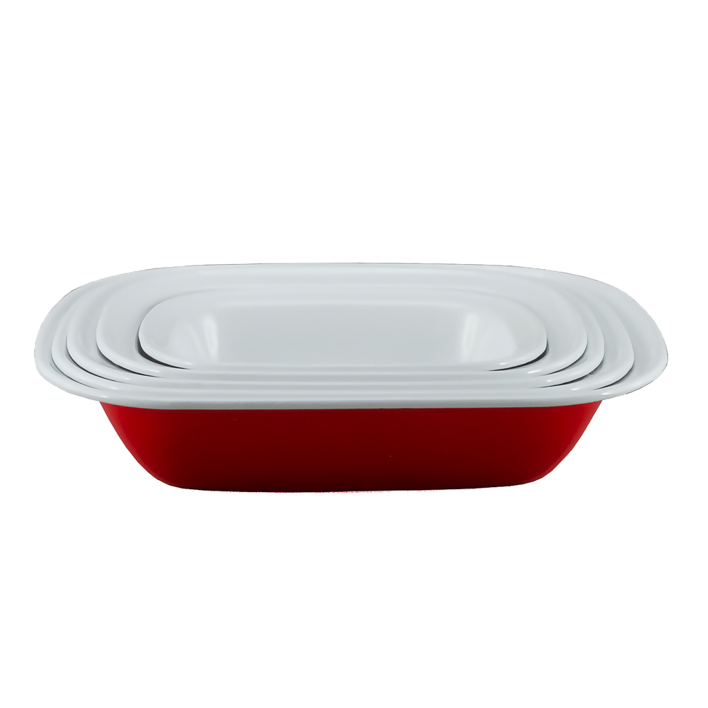Enamel Pie Dish Set of 5 - Red