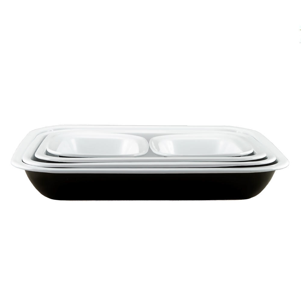 Enamel Baking Dish Set of 5 - Black & White