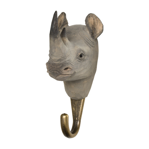 Hand Carved Hook - Rhino