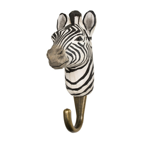 Hand Carved Hook - Zebra