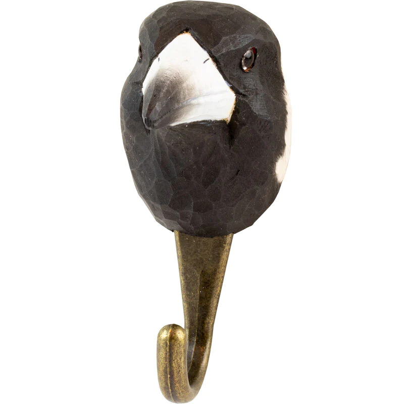 Hand Carved Hook - Magpie