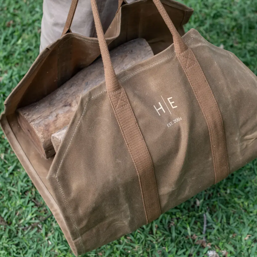 Waxed Canvas Log Carrier - Sand