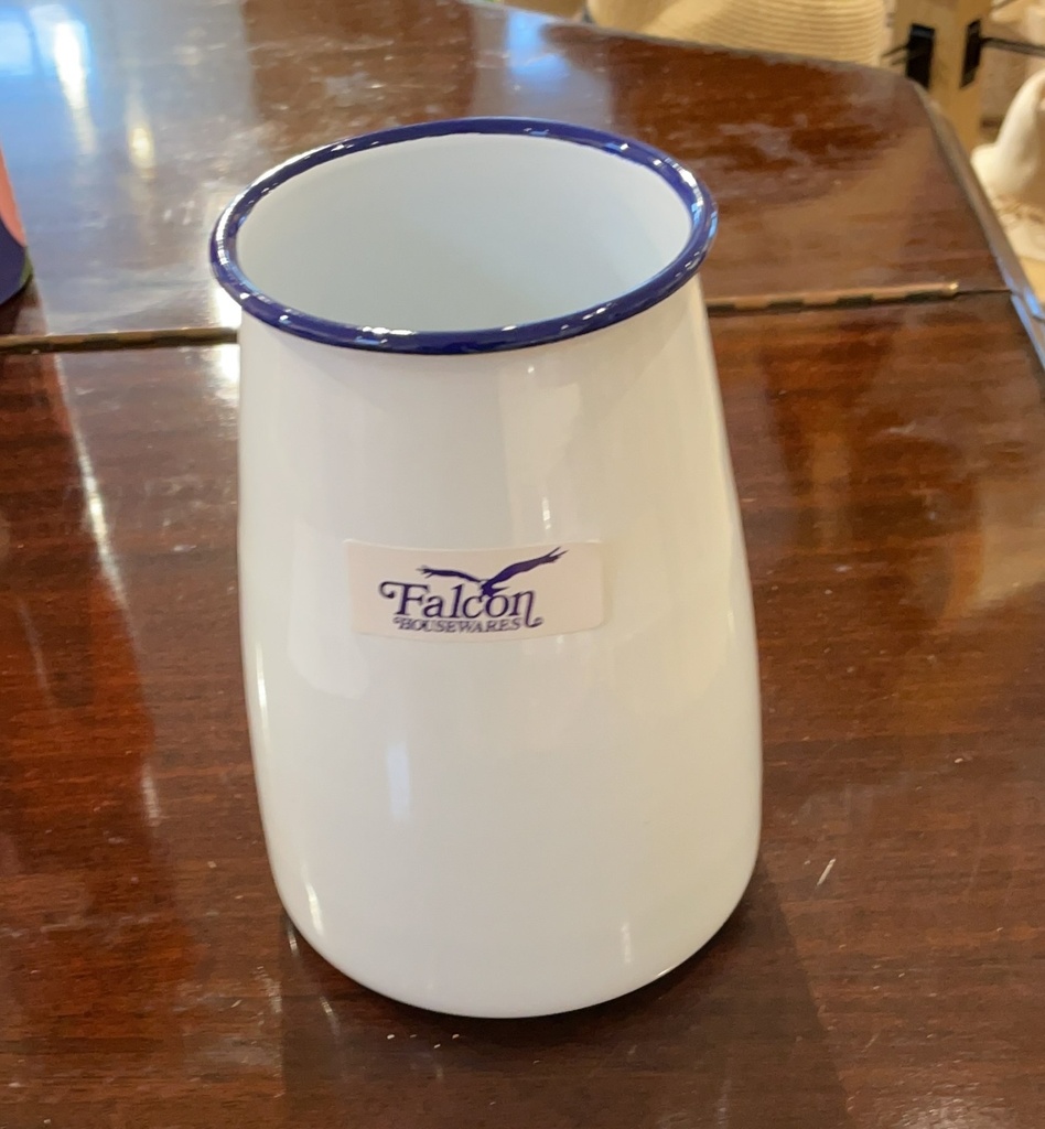 Enamel Utensil Holder - White & Blue