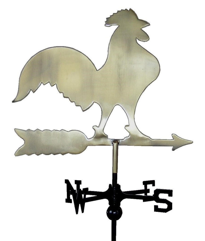 Flat Brass Rooster Weather Vane