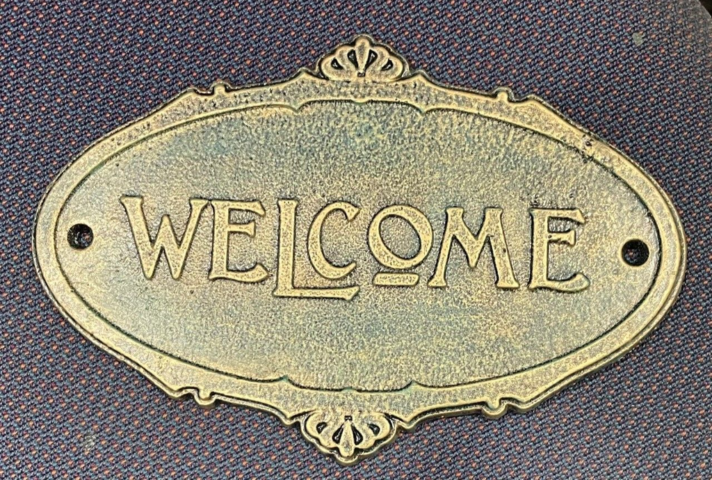 Cast Iron Sign - Antique Style Welcome Green
