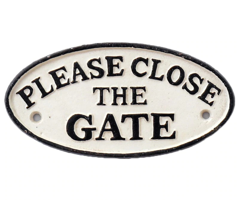 Cast Iron Sign - Please Close the Gate