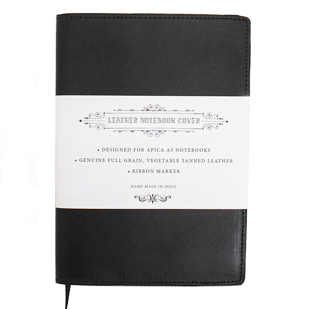 A5 Notebook with Leather Jacket - Black