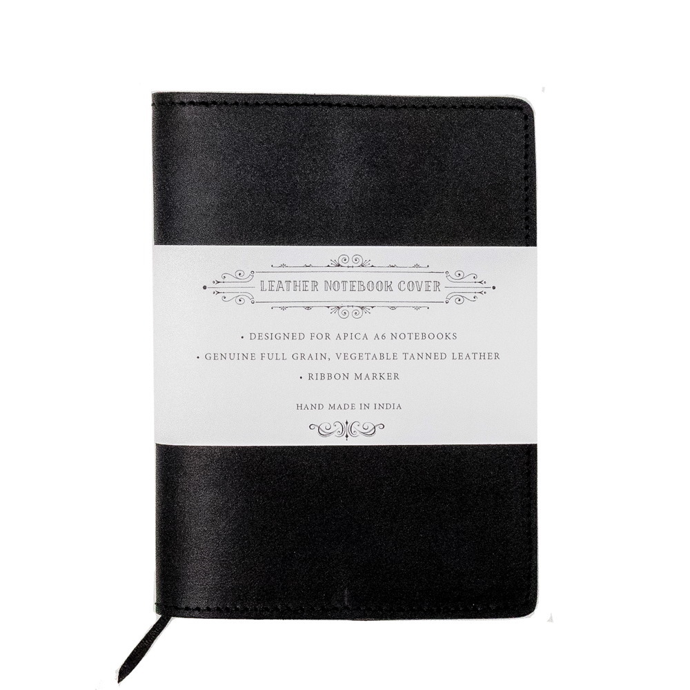 A6 Notebook with Leather Jacket - Black