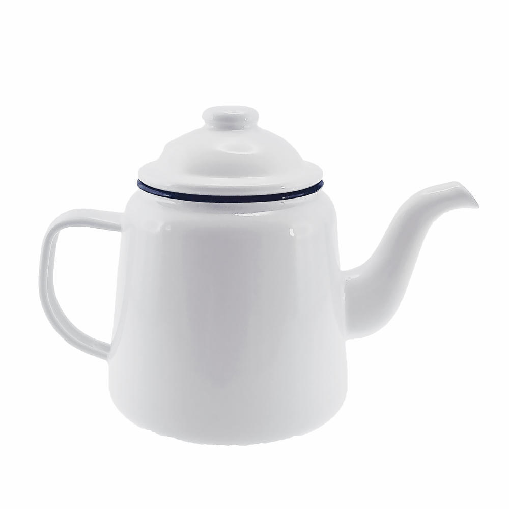 Enamel Teapot 1.5L - White & Black