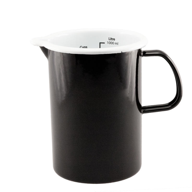Enamel Measuring Jug 1L - Black & White