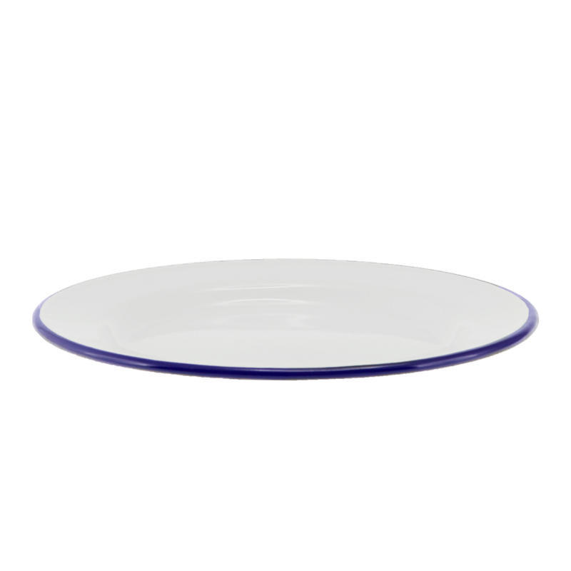 Enamel Side Plate - White & Blue 20cm