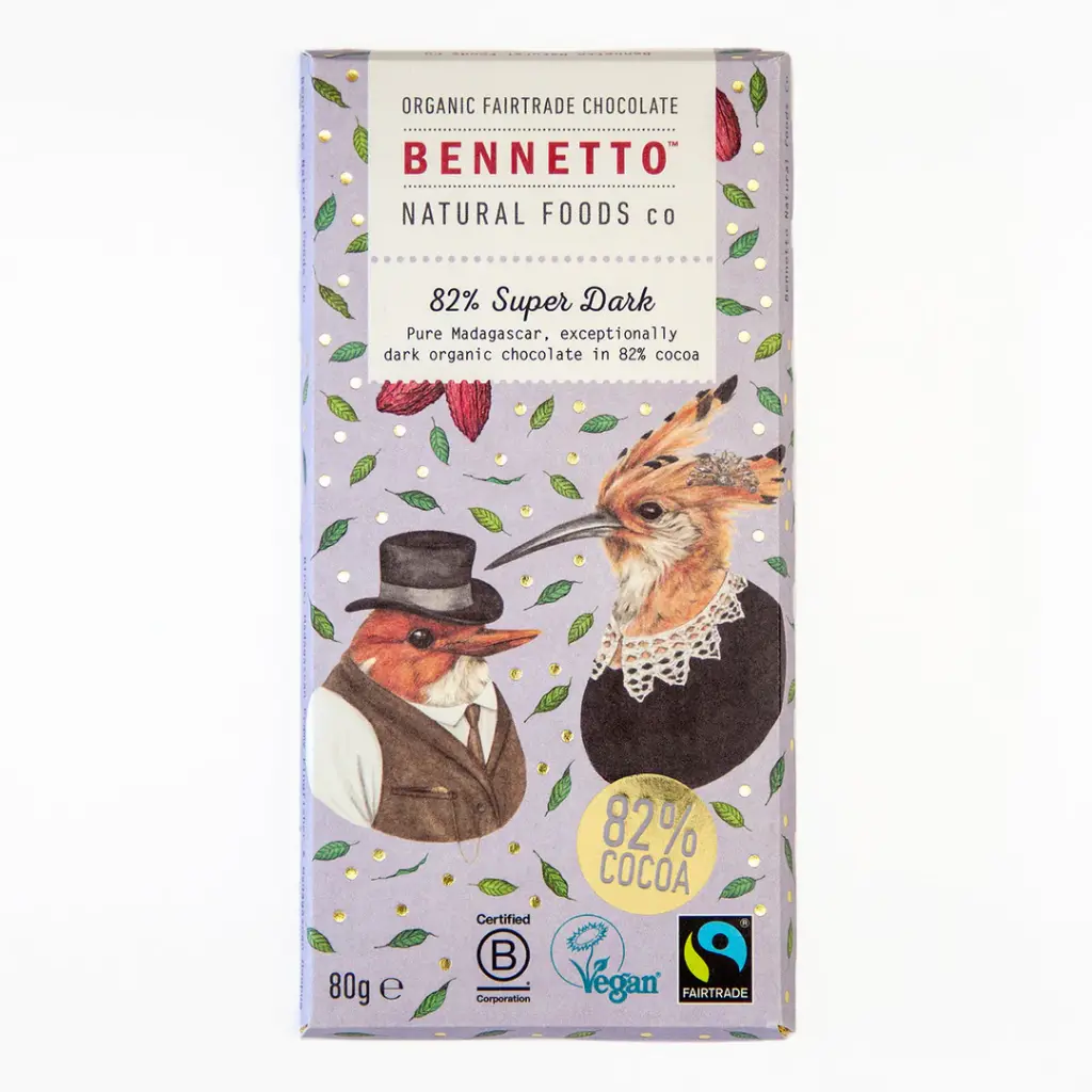 Bennetto Natural Foods 82% Super Dark Chocolate 80g