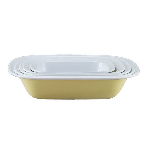 [46501] Enamel Pie Dish Set of 5 - White/ Yellow 