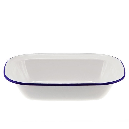 [30740] Oblong Pie Dish - 28cm - White Blue Trim