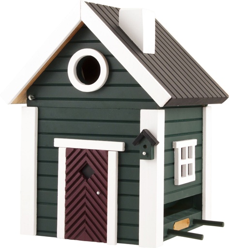 [2924] Multiholk Bird Feeder and Bird House - Green Cottage