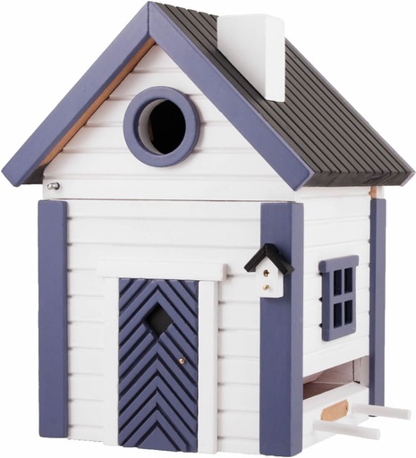 [3002] Multiholk Bird Feeder and Bird House - White and Blue Cottage
