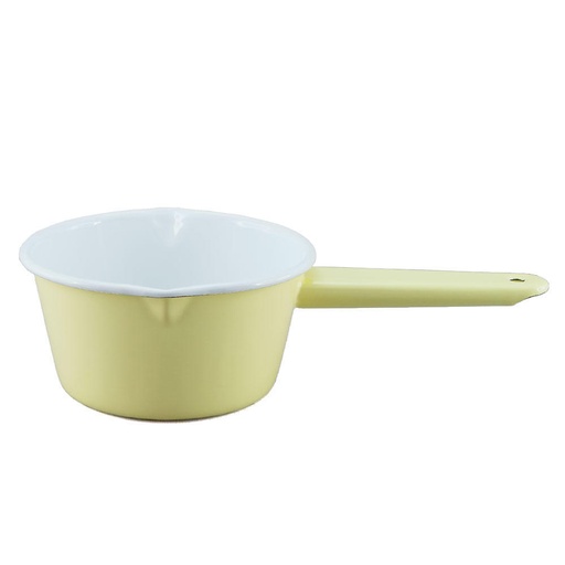 [4484] Enamel Milk Saucepan 850mL - Yellow & White