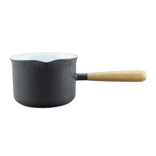 [3721] Enamel Butter Warmer 650mL - Dark Grey & White