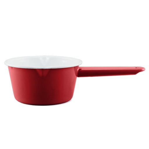 [4485] Enamel Milk Saucepan 850mL - Red & White