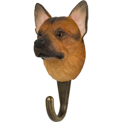 [67967] Hand Carved Hook - German Shepherd