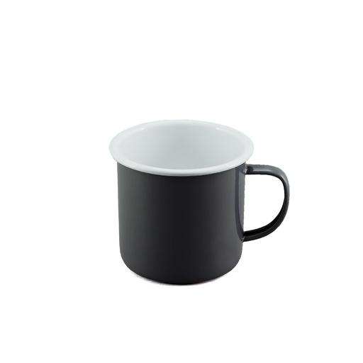 [4487] Enamel Large Mug 500mL - Grey & White