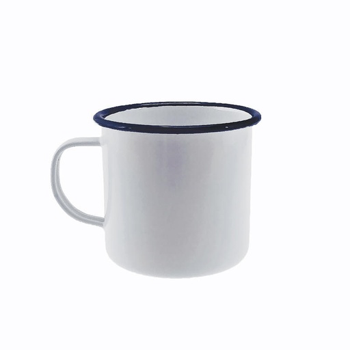 [41453] Enamel Mug - White & Black Rim 350ml