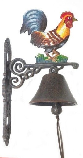 [67084] Cast Iron Wall Bell - Coloured Rooster