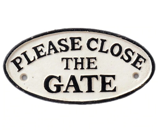 [36416] Cast Iron Sign - Please Close the Gate