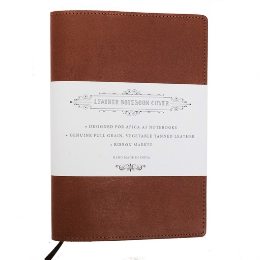 [67534_67535] A5 Notebook with Leather Jacket - Tan