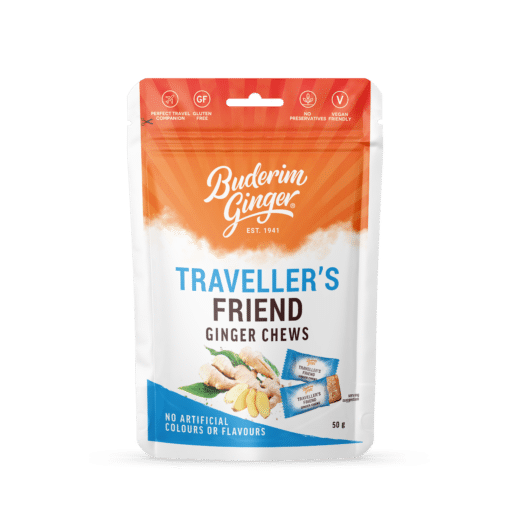 [67625] Buderim Traveller's Friend Ginger Chews 50g