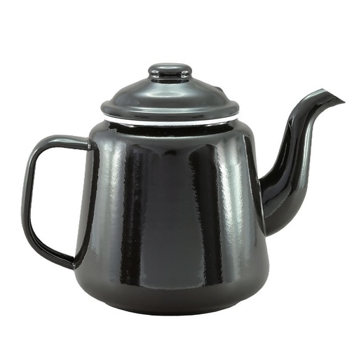 [3728] Enamel Teapot 1.5L - Black & White