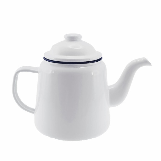 [4492] Enamel Teapot 1.5L - White & Black
