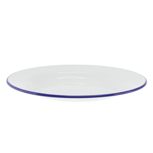 [30779] Enamel Dinner Plate 26cm - White & Blue