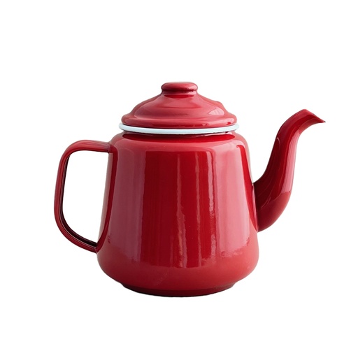 [68055] Enamel Teapot 950mL - Red & White