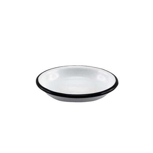 [30778] Enamel Dipping Tray 10cm - White & Black Rim