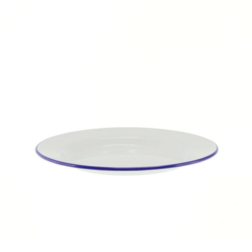 [3713] Enamel Entree Plate 24cm - White & Blue