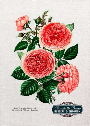 [67913] Rose Linen Tea Towel