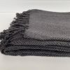[65589] THROW HERRINGBONE RECYCLE WOOL MIX - Dark Grey