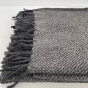 [65588] THROW HERRINGBONE RECYCLE WOOL MIX - Light Grey 