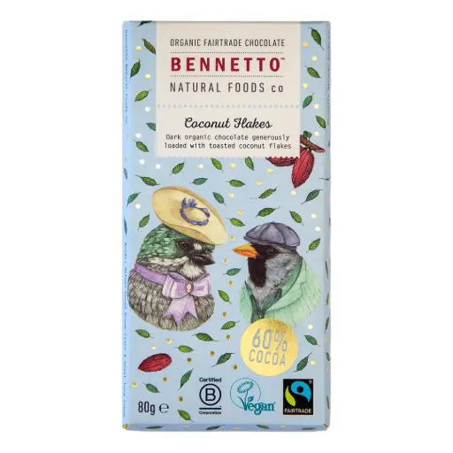 [BC-CF80] Bennetto Natural Foods Coconut Flakes Chocolate 80g