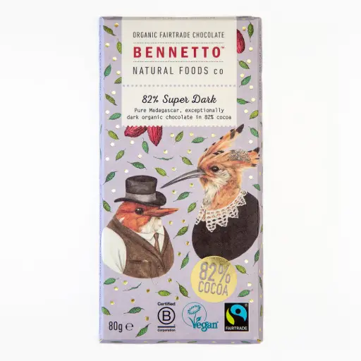[BC-SD80] Bennetto Natural Foods 82% Super Dark Chocolate 80g