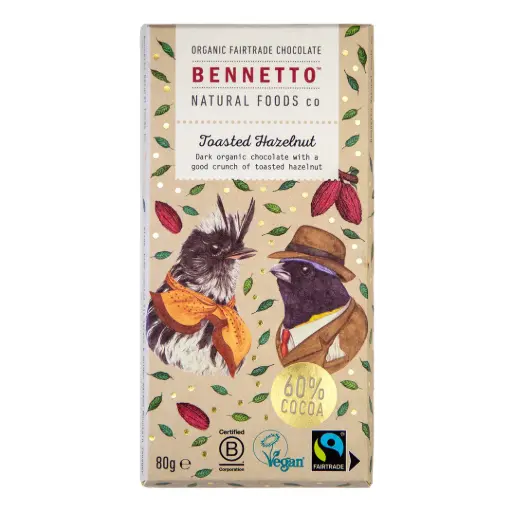 [BC-TH80] Bennetto Natural Foods Toasted Hazelnut Chocolate 80g