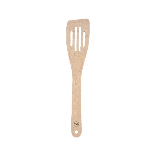 [WGA064] Wooden Slotted Wok Spatula, Curved, Beech, 300mm
