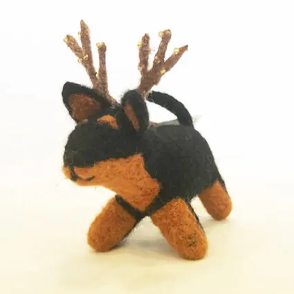 [ORNREINDEERDOG] Reindog - Handmade Felt Ornament